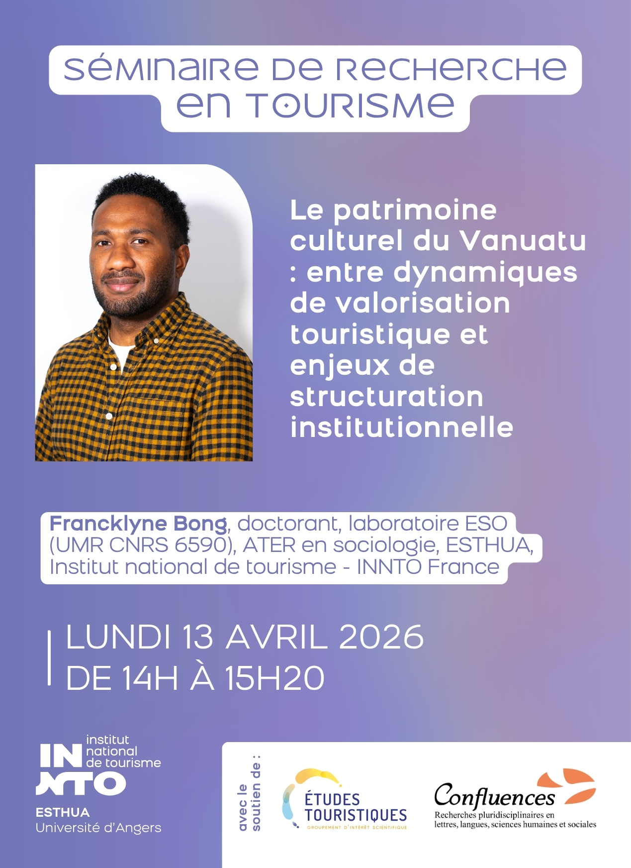 Visuel vertical Séminaire de recherche de Francklyne Bong - 13 avril 2026